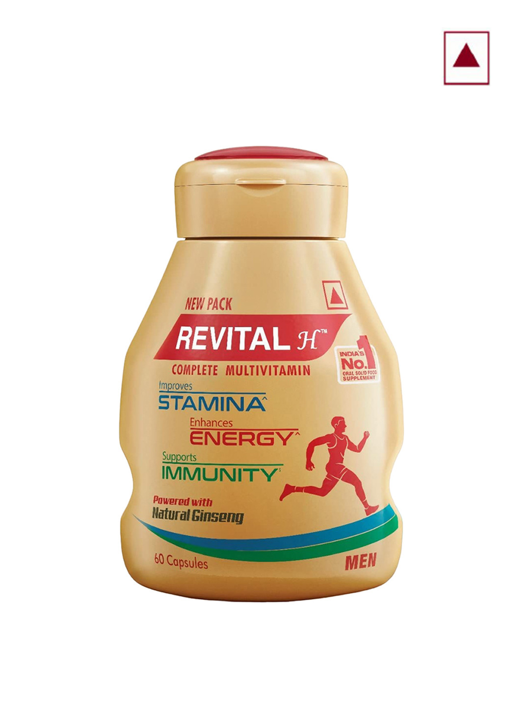 

REVITAL Men H-Multivitamin Capsules For Bones Energy Immunity - 60 Capsules, Gold