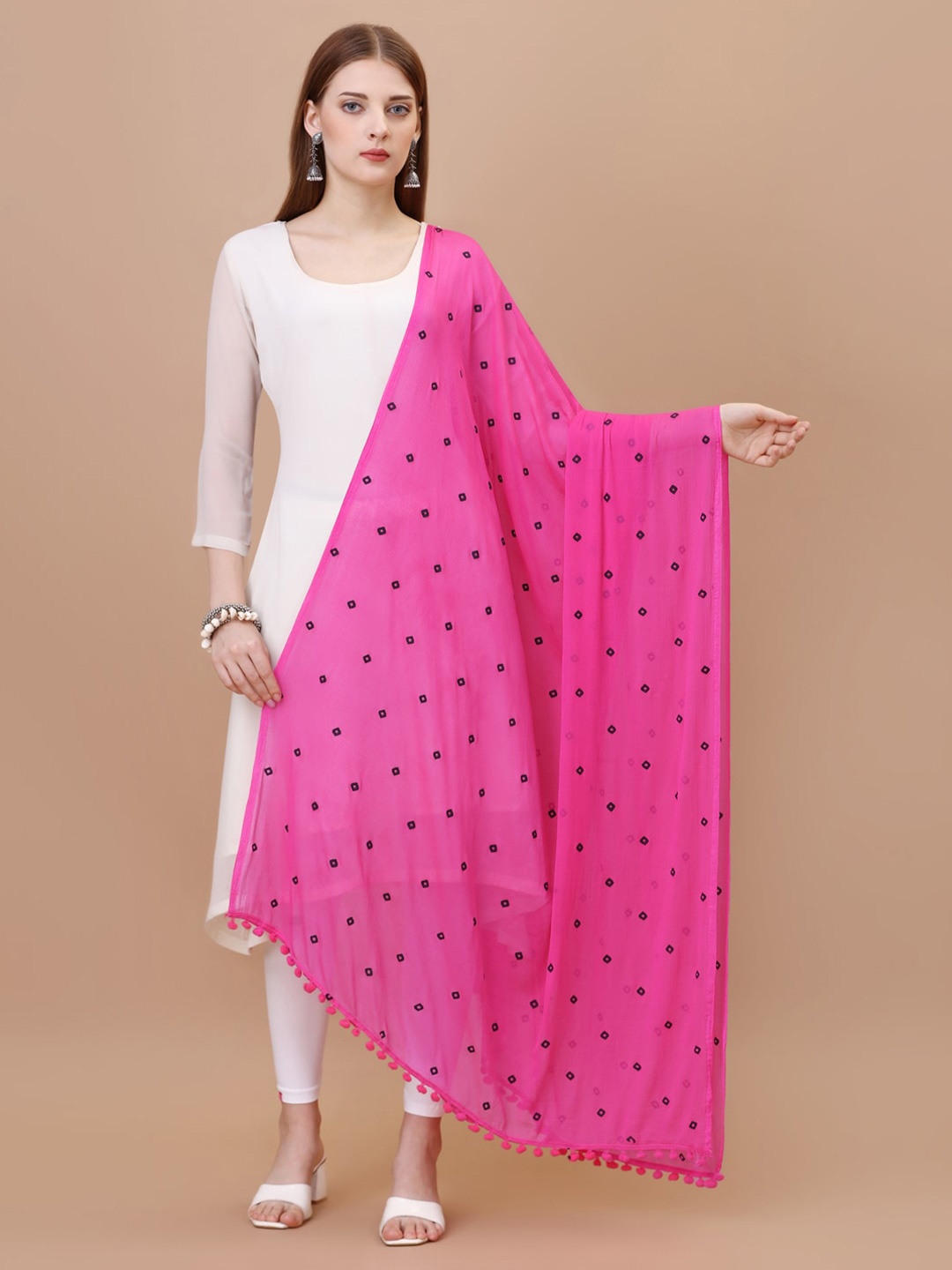 

Nimidiya Bandhani Printed Dupatta, Pink