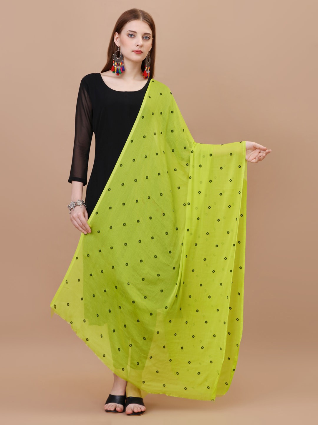 

Nimidiya Geometric Printed Dupatta, Green