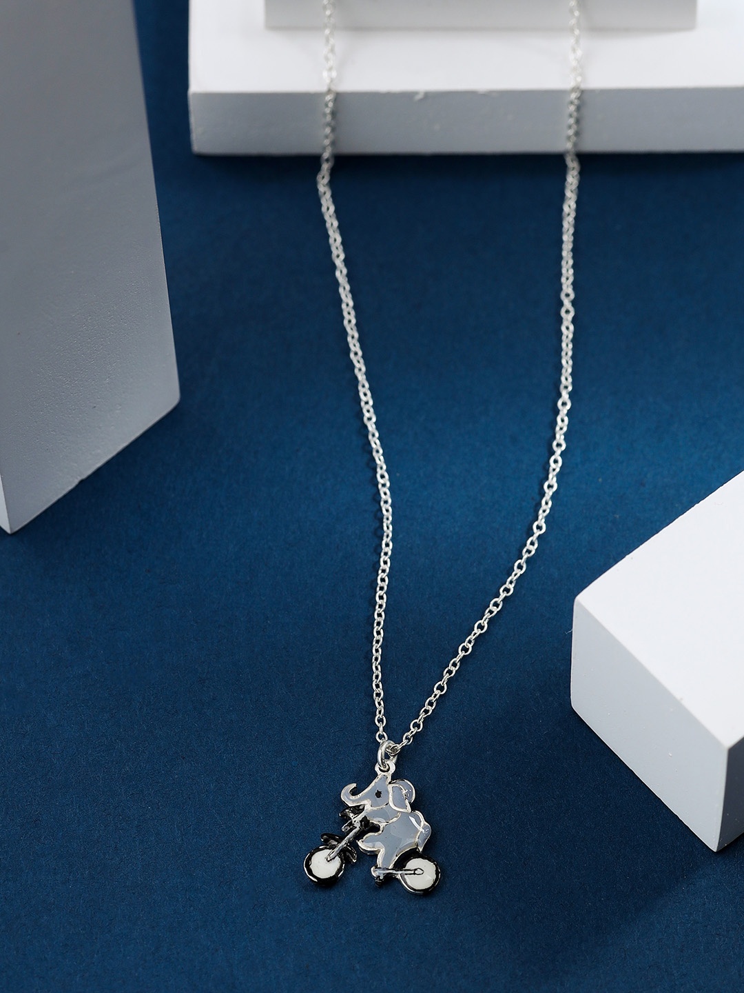 

Kicky And Perky Kids 925 Sterling Silver Enamel Elephant Pendant With Chain