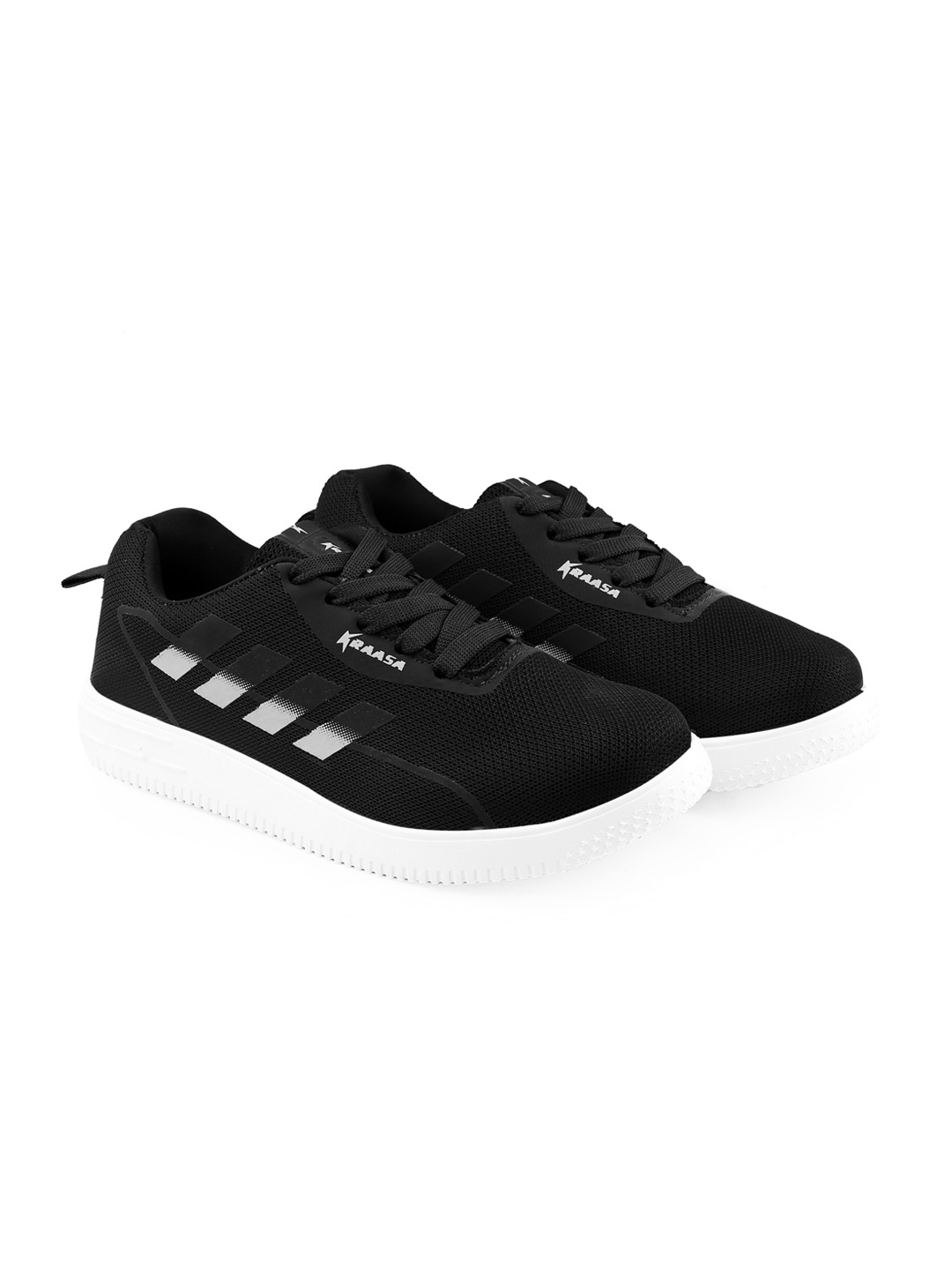 

KRAASA Men Textured Lace-Up Sneakers, Black