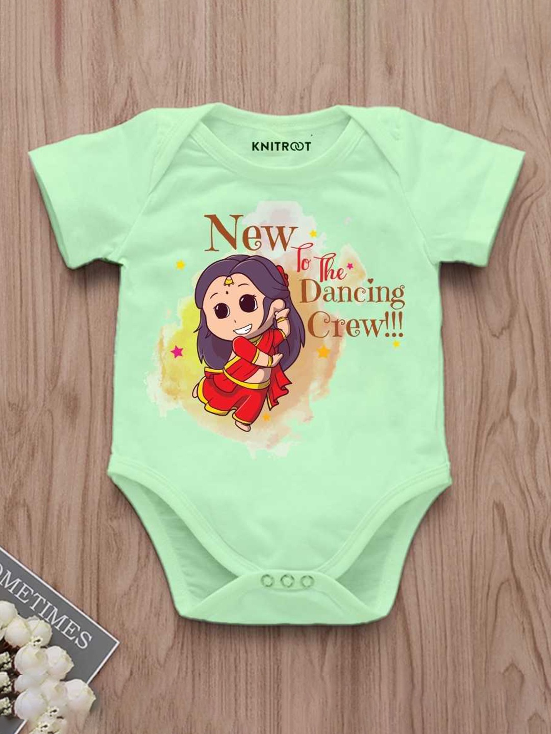 

KNITROOT Infants Printed Cotton Bodysuit, Green
