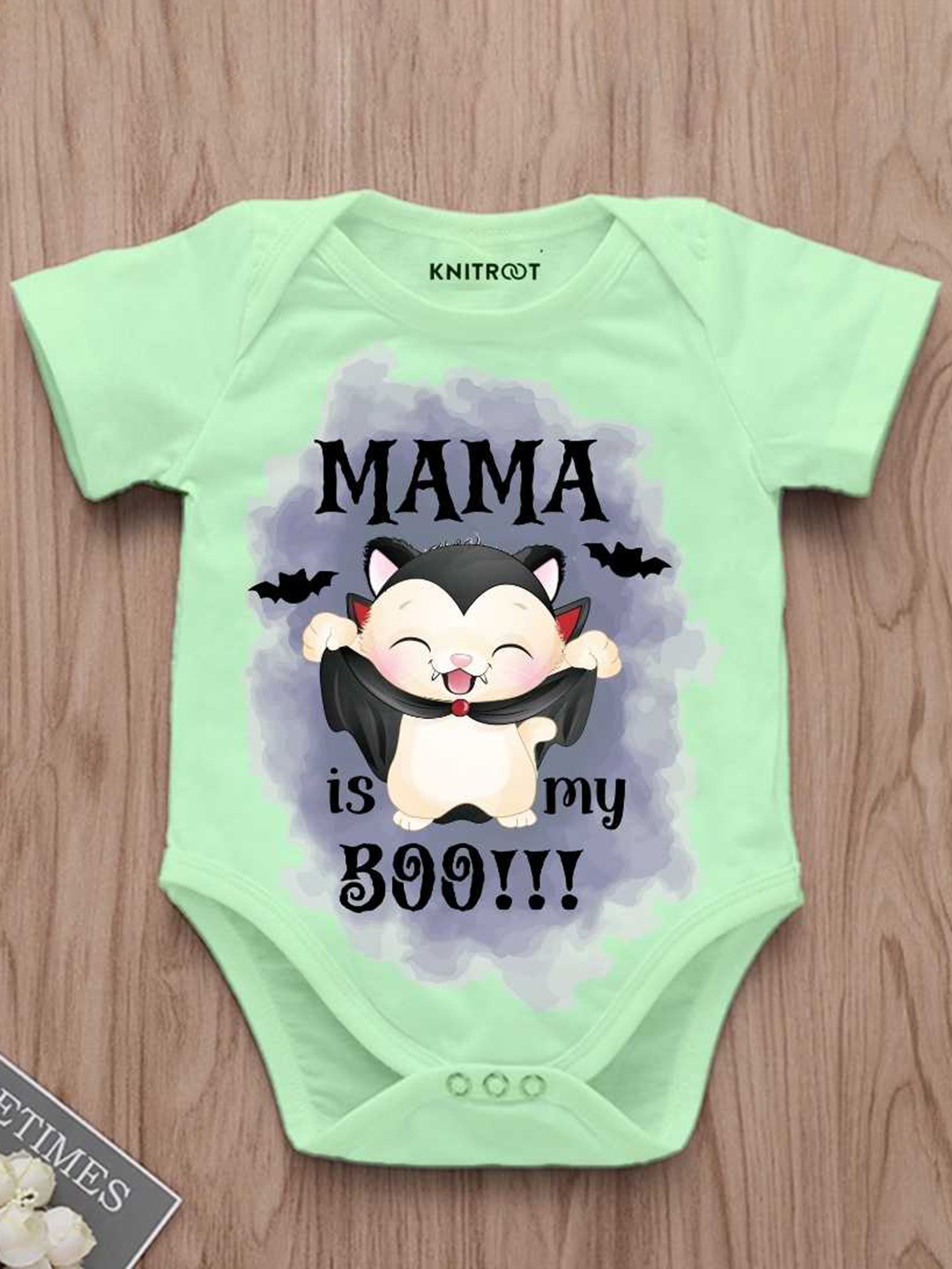 

KNITROOT Infants Printed Cotton Bodysuit, Green