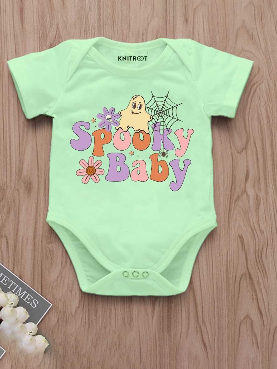 

KNITROOT Infants Printed Cotton Bodysuit, Green