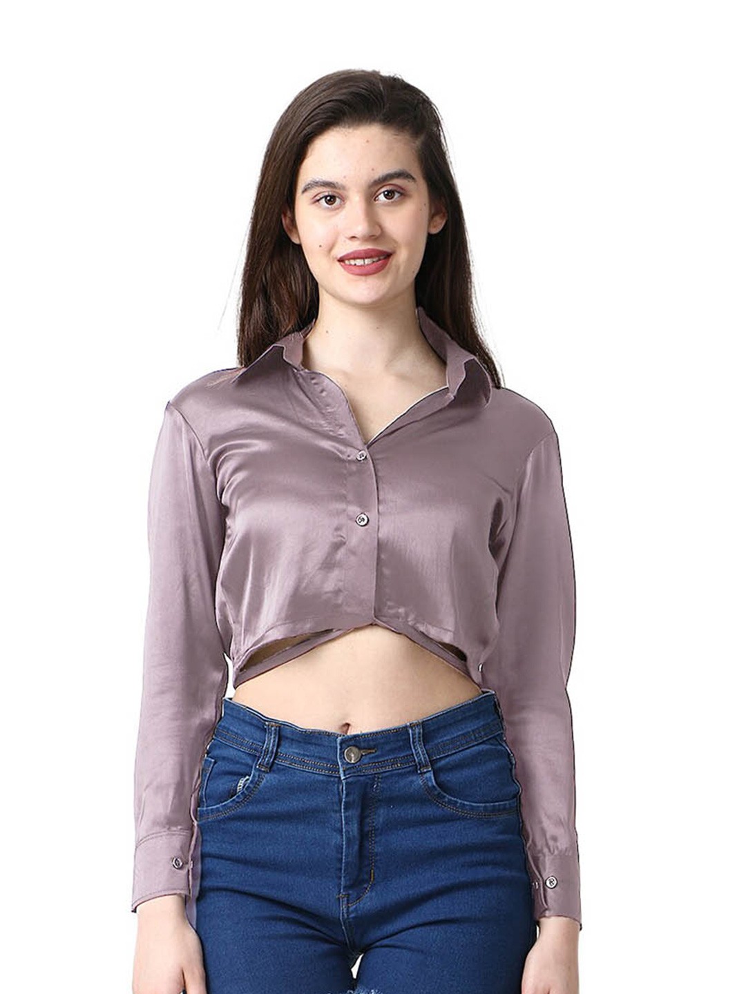 

CareDone Pink Satin Shirt Style Top