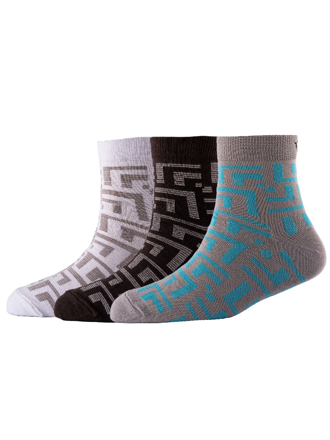 

Cotstyle Men Pack Of 3 Patterned Pure Cotton Above Ankle Length Socks, White