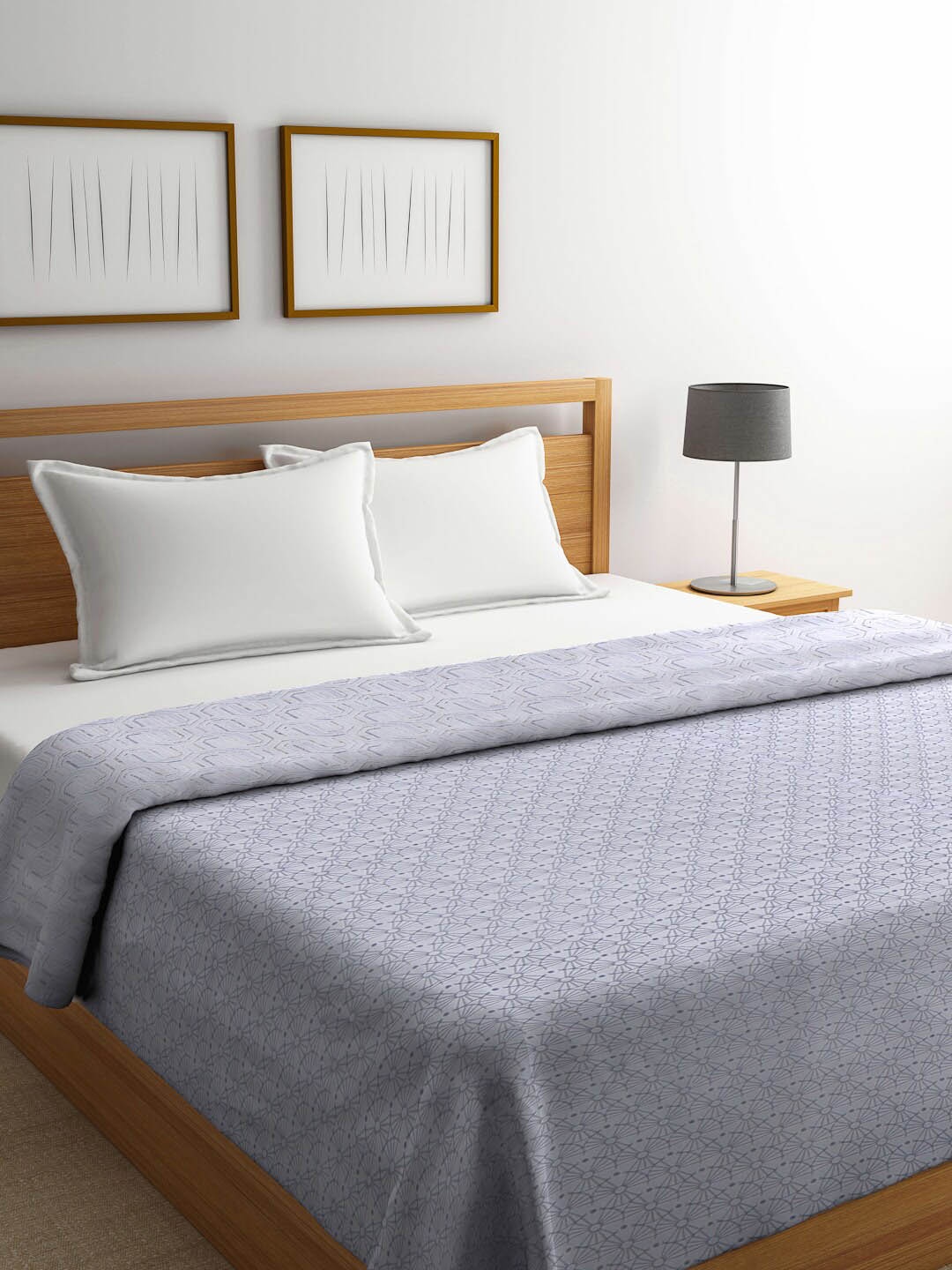 

FABINALIV Blue Geometric Reversible AC Room 300 GSM Pure Cotton Double Bed Dohar