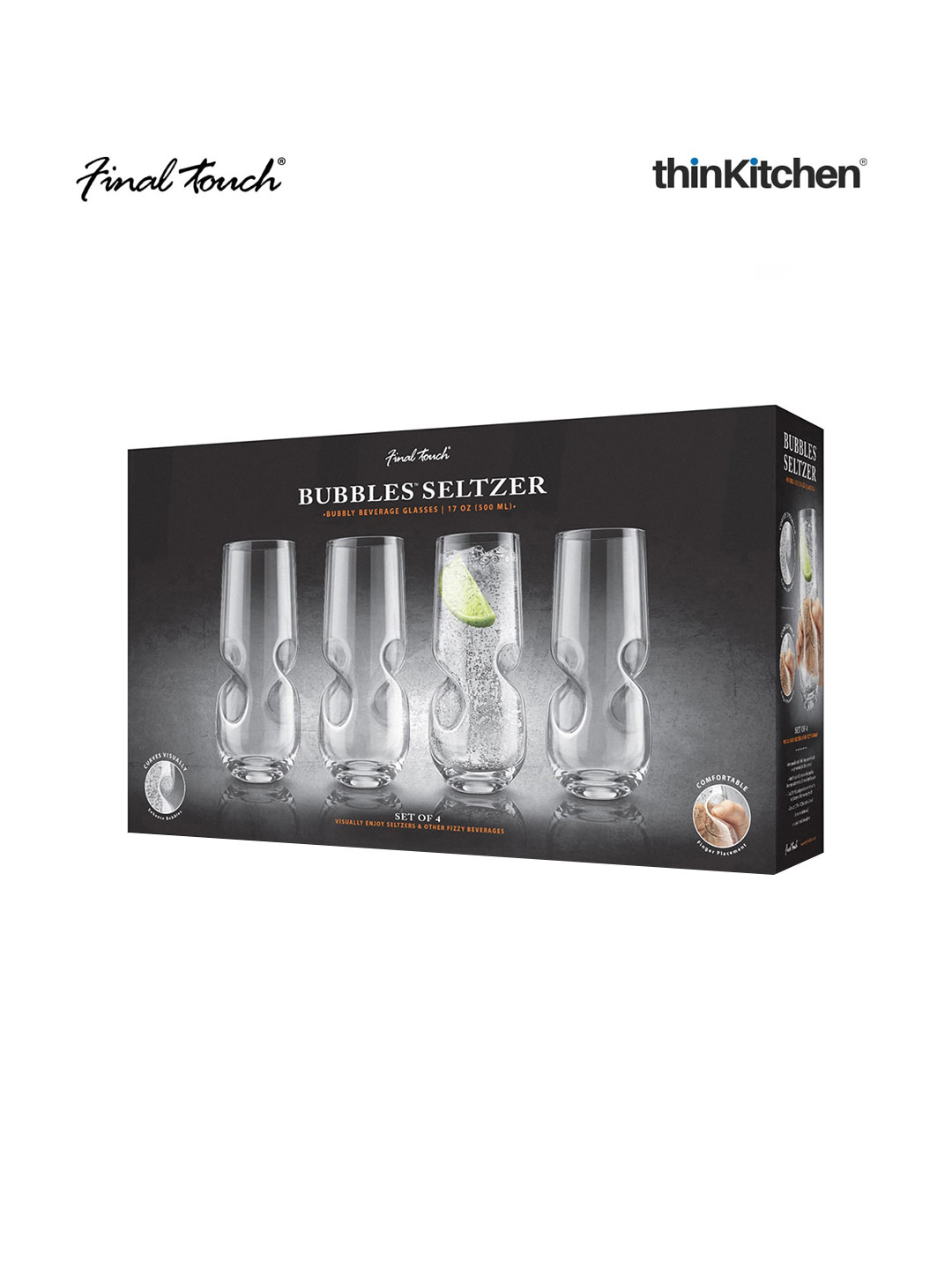

Final Touch Transparent 4-Pieces Beverage Glass 500 ml Each