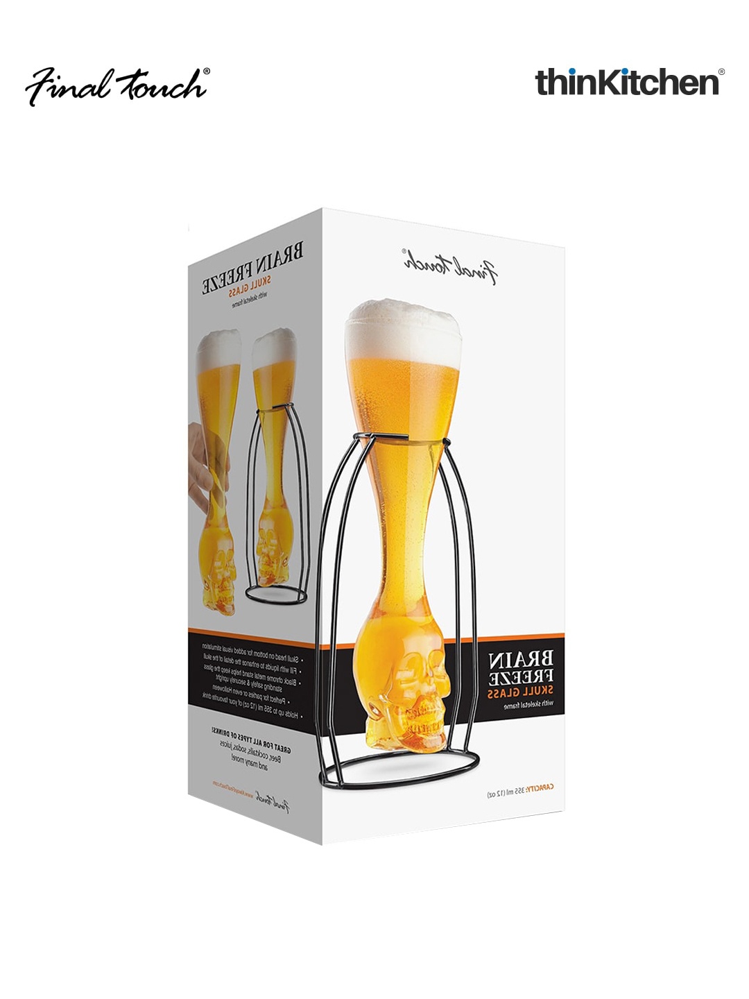 

Final Touch Transparent Brainfreeze Skull Glass with Skeletal Frame - 355 ML