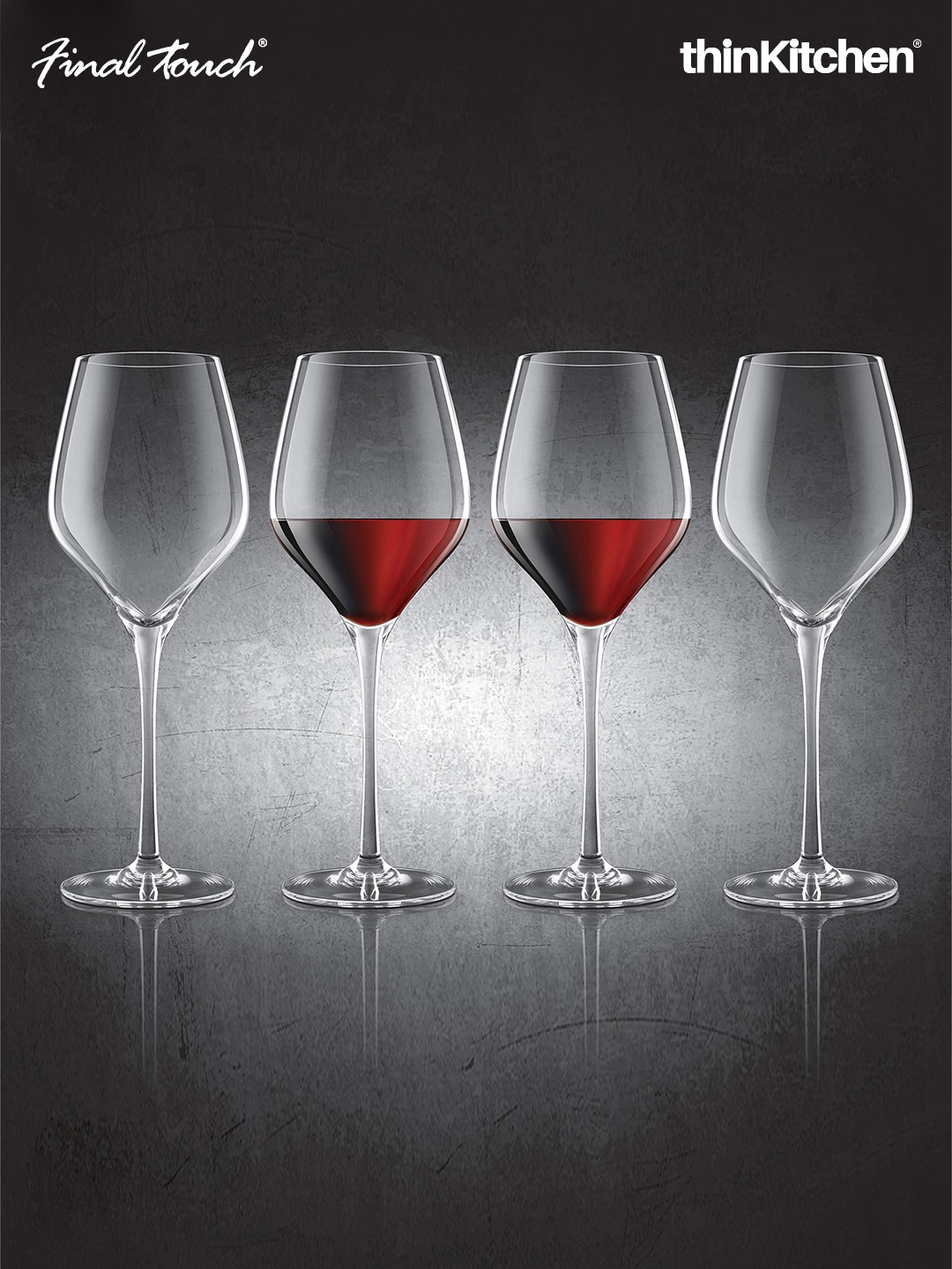 

Final Touch Transparent 4-Pieces Lead-Free Crystal Wine Glass 620 ml Each