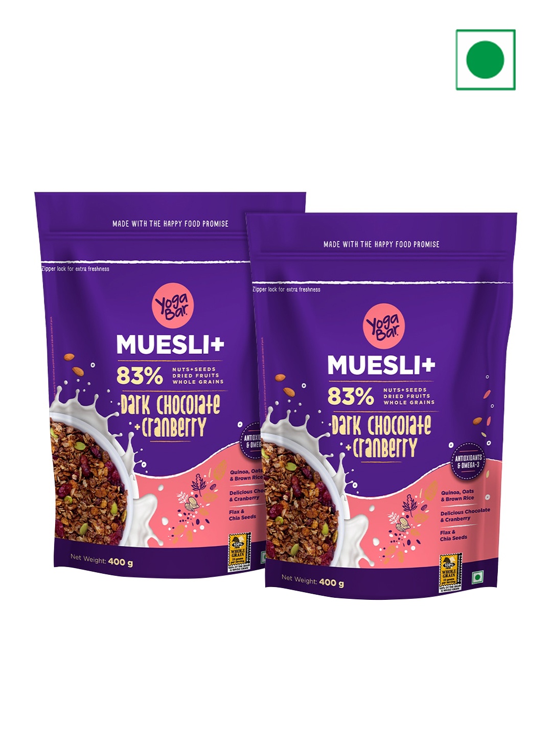 

Yogabar Set Of 2 Dark Chocolate Muesli-400 gms Each, Blue