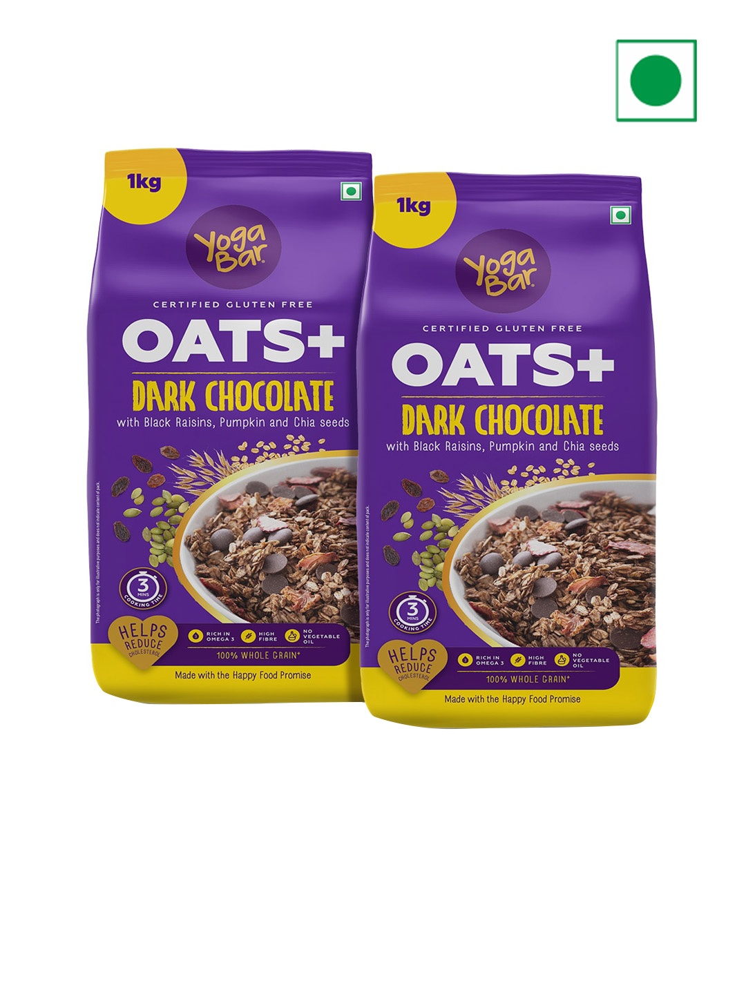 

Yogabar Set Of 2 Dark Chocolate Oats- 1kg each, Blue
