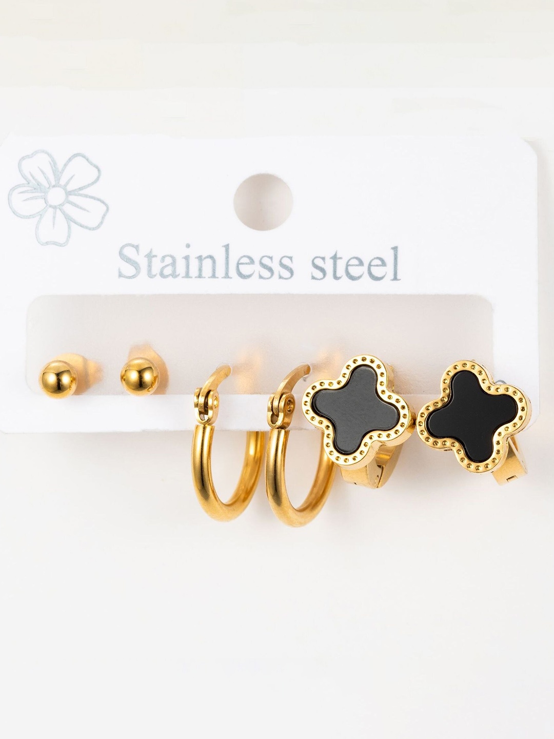

MYKI Set Of 3 Gold-Plated Contemporary Hoop Earrings