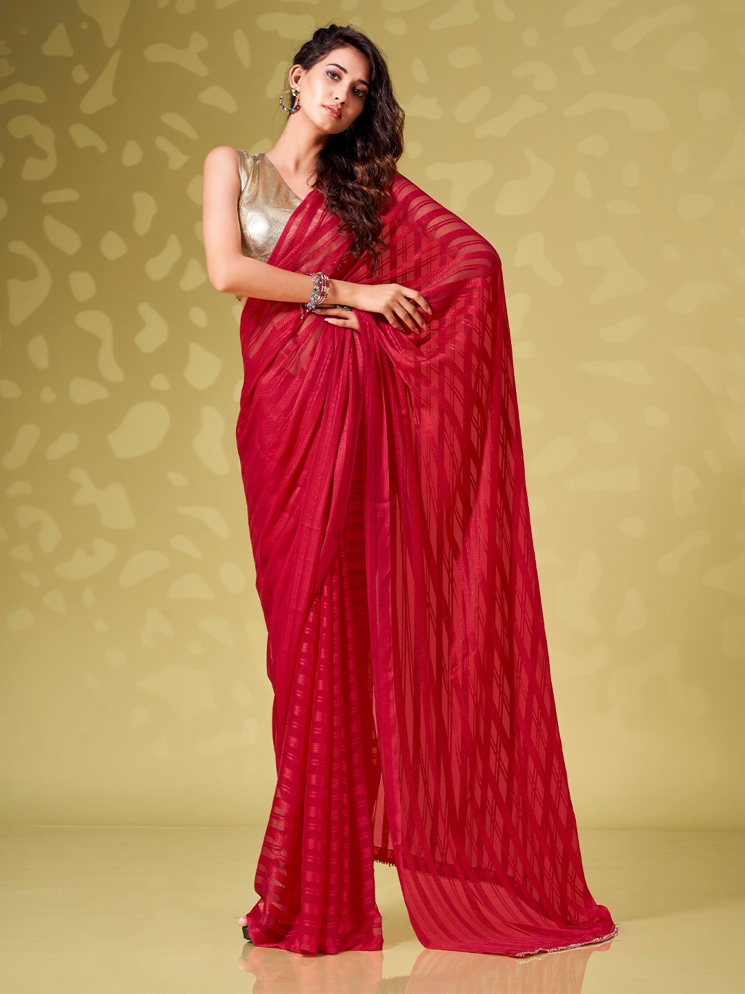 

Tikhi Imli Striped Saree, Pink