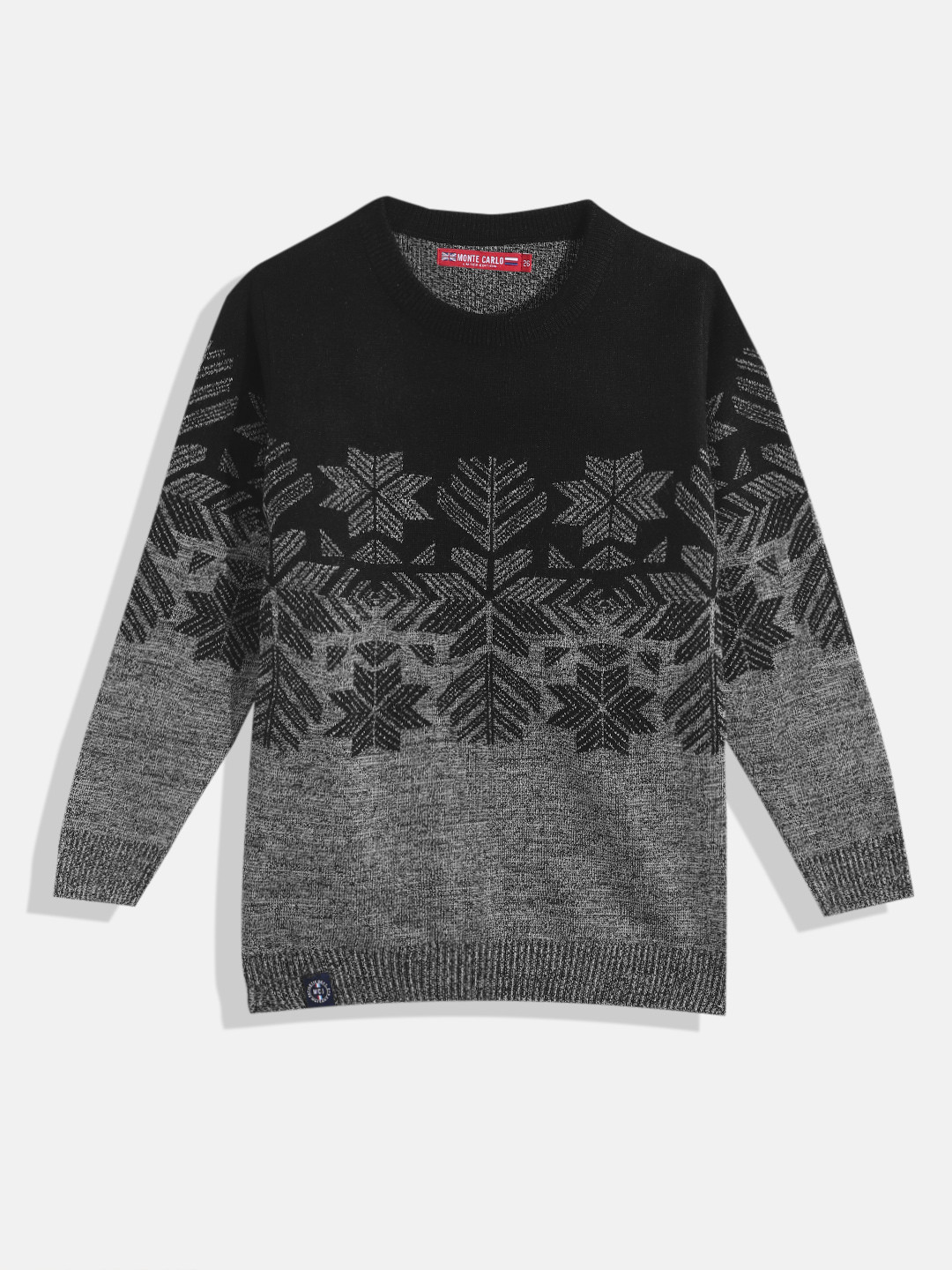 

Monte Carlo Boys Woven Design Fair Isle Pullover, Black