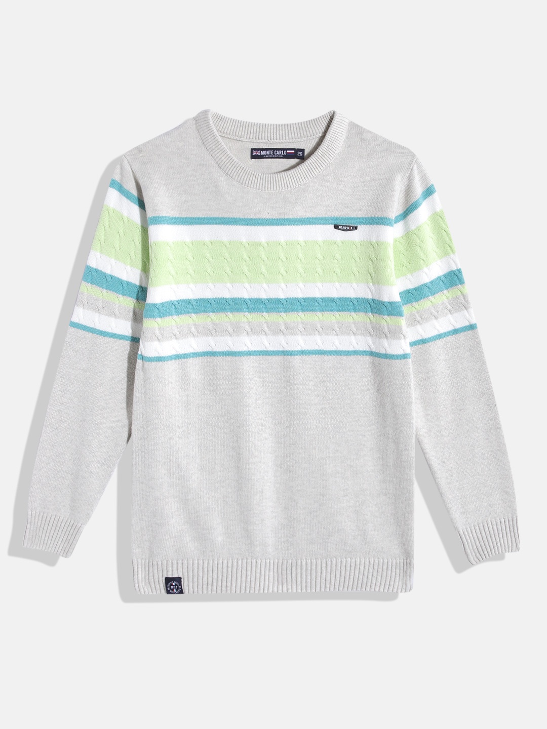 

Monte Carlo Boys Self-Striped Pullover with Textured Detail, Grey