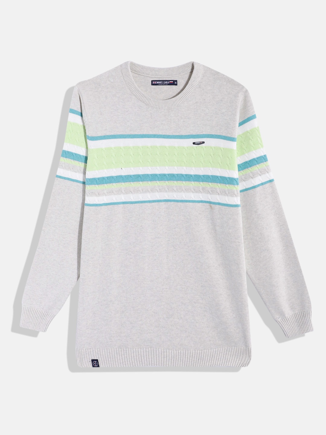 

Monte Carlo Teen Boys Self-Striped Pullover with Textured Detail, Grey