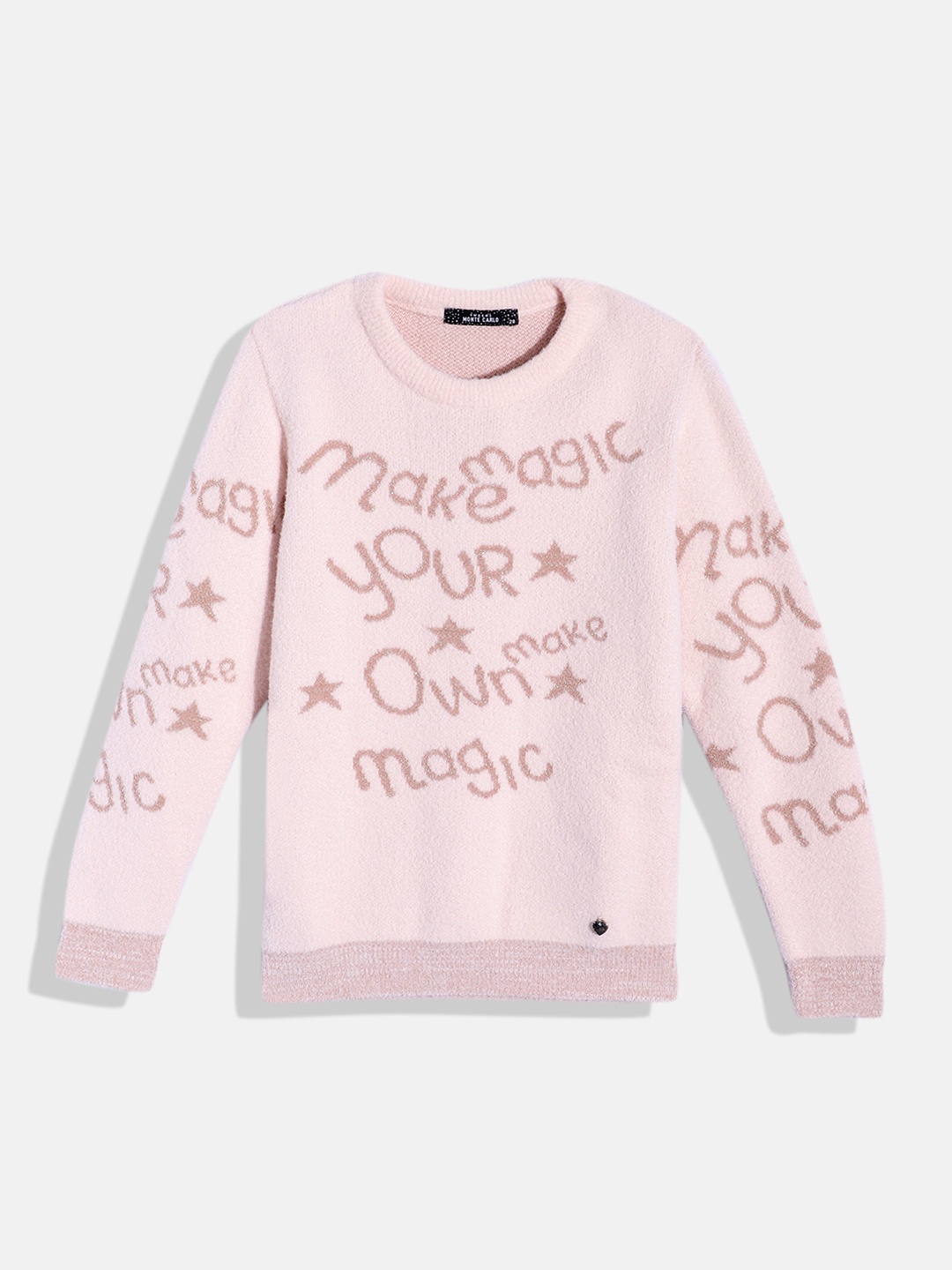 

Monte Carlo Girls Typography Printed Woollen Pullover, Pink