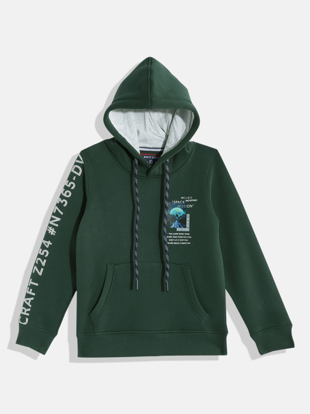 

Monte Carlo Boys Printed Detail Hooded Sweatshirt, Green
