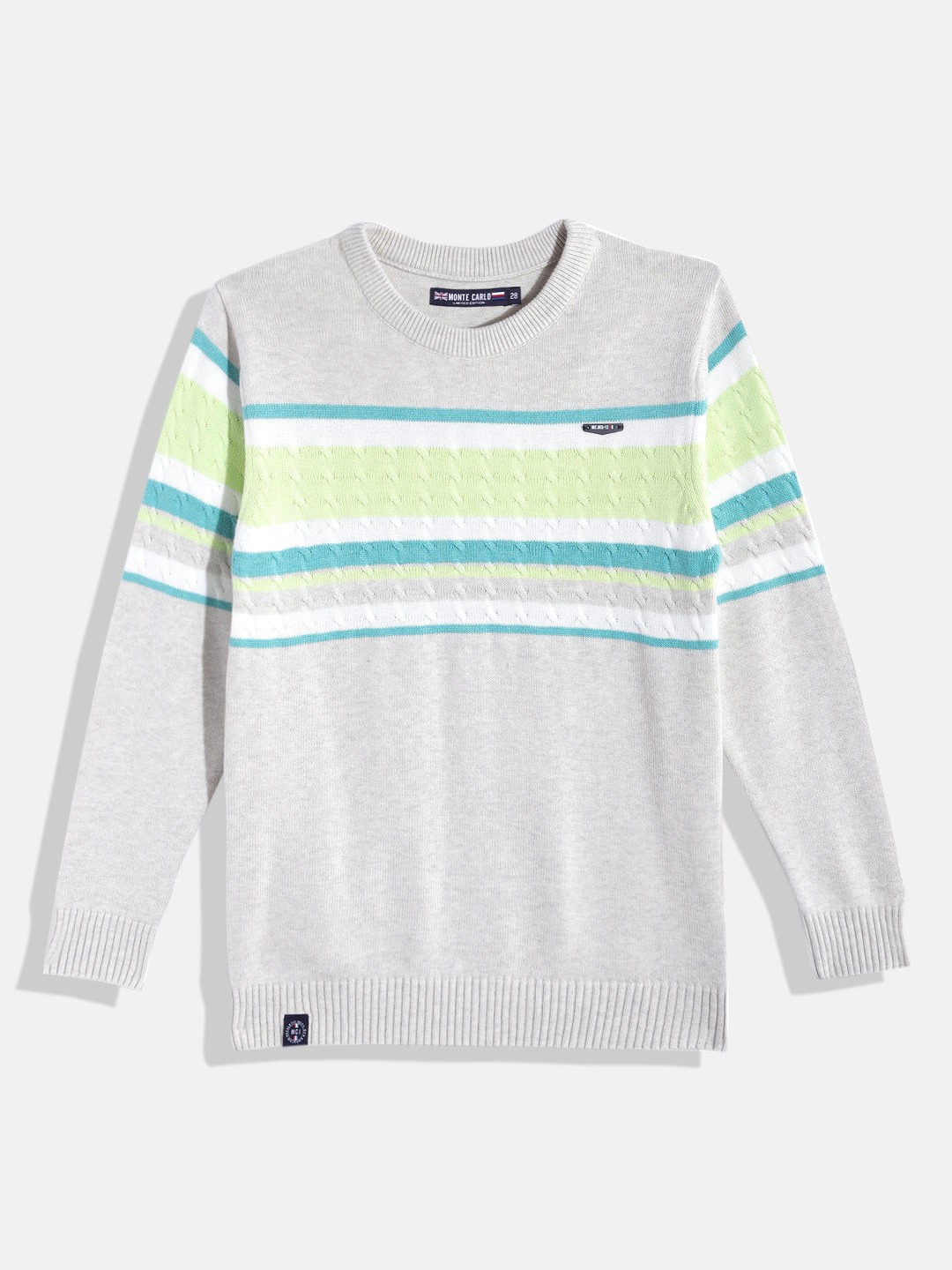 

Monte Carlo Boys Self-Striped Pullover with Textured Detail, Grey