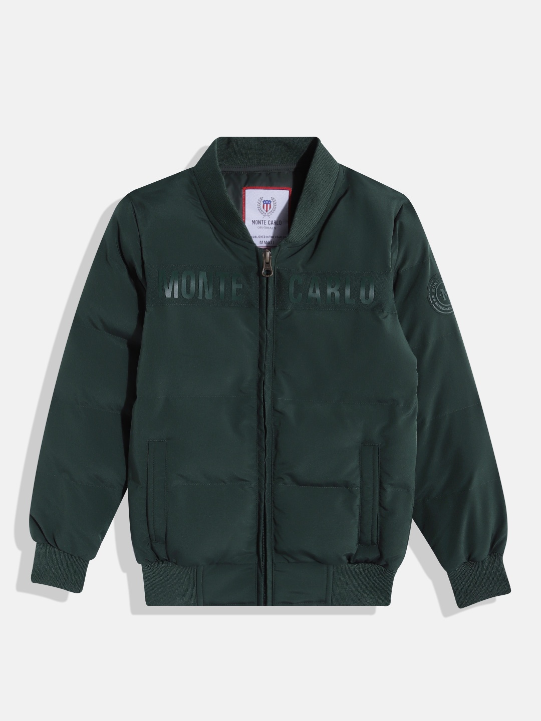 

Monte Carlo Boys Brand Logo Printed Bomber Jacket, Green