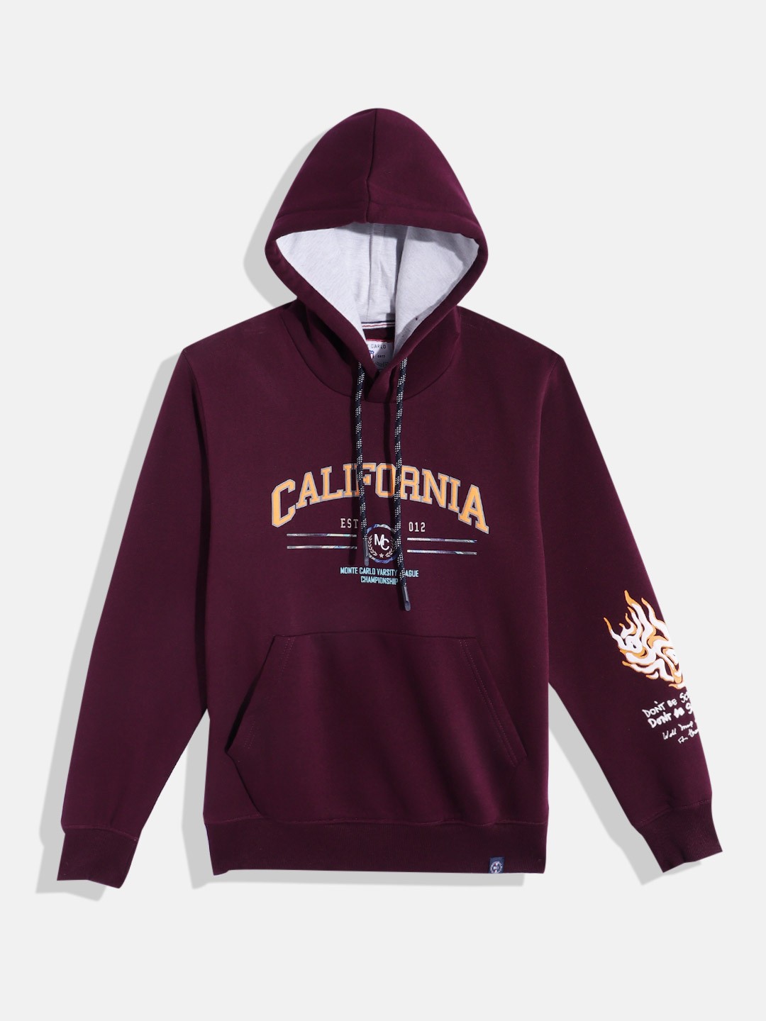 

Monte Carlo Teen Boys Typography Printed Hooded Sweatshirt, Maroon
