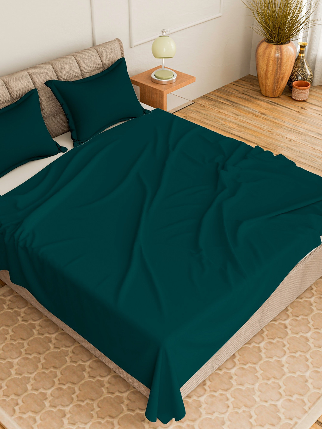 

CURIOUS LIFESTYLE Blue Cotton 300 TC Single Bedsheet with 1 Pillow Cover