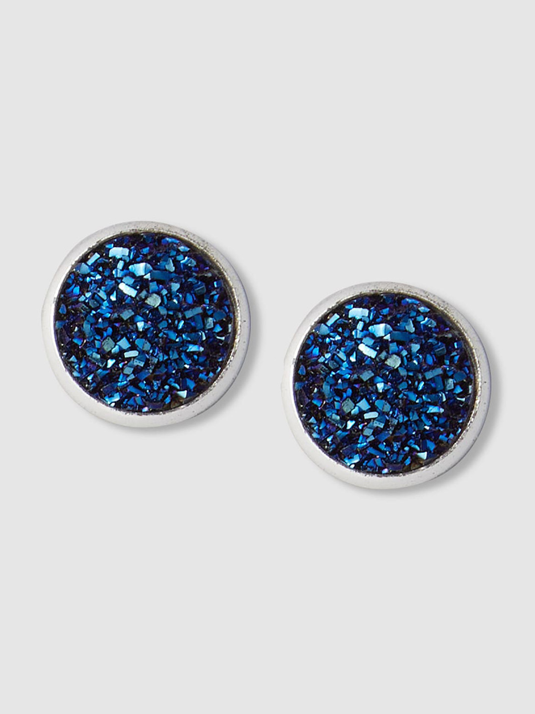 

Globus Silver-Plated Circular Stud Earrings, Navy blue