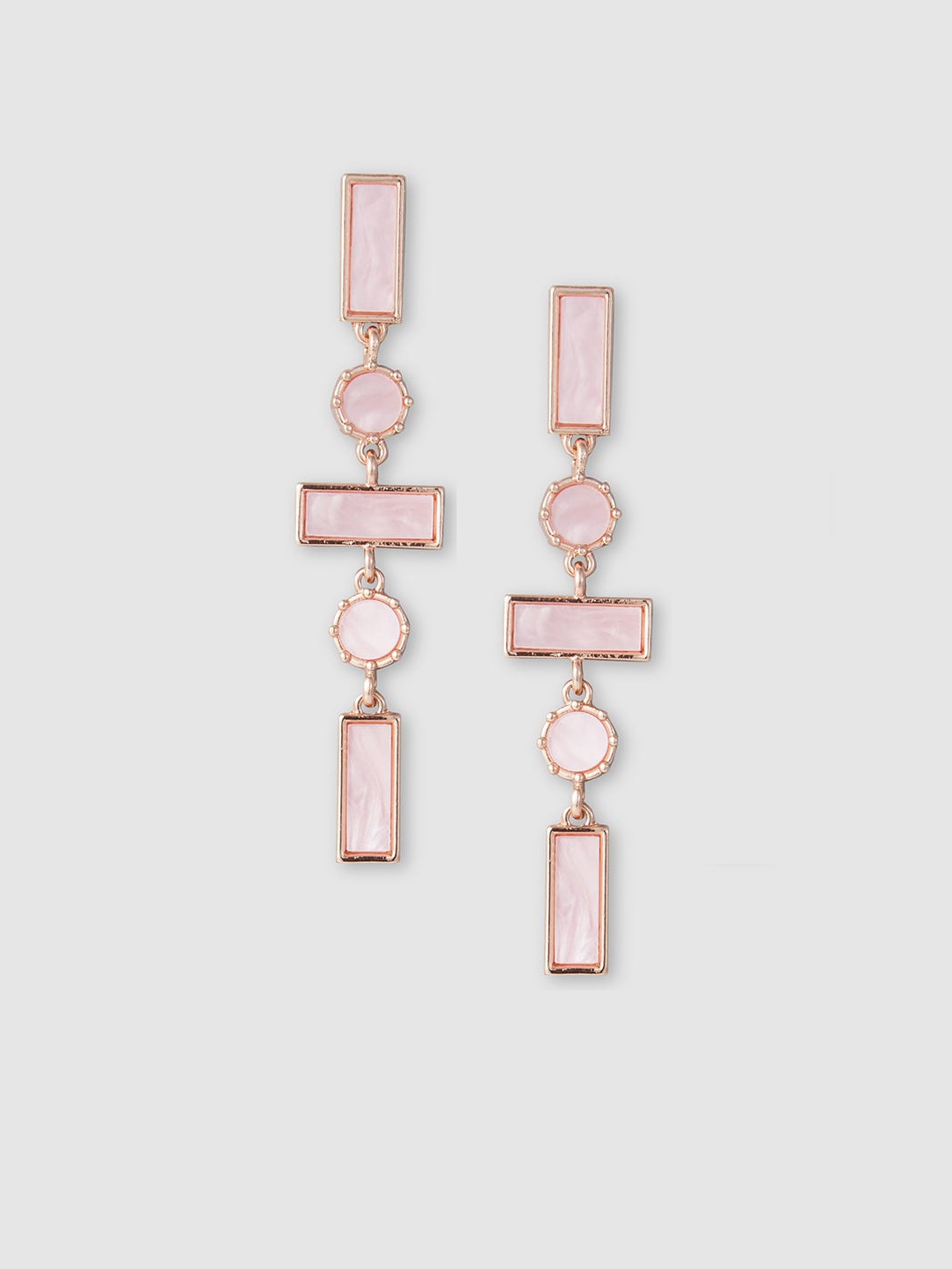 

Globus Rose Gold-Plated Geometric Drop Earrings, Pink