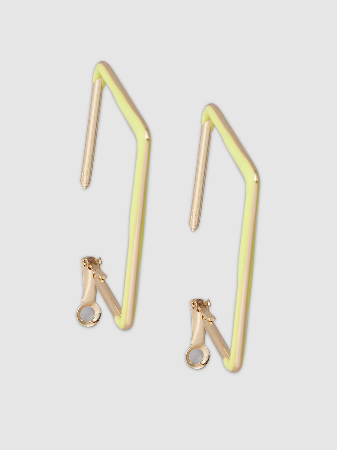 

Globus Lime Gold-Plated Square Hoop Earrings, Lime green