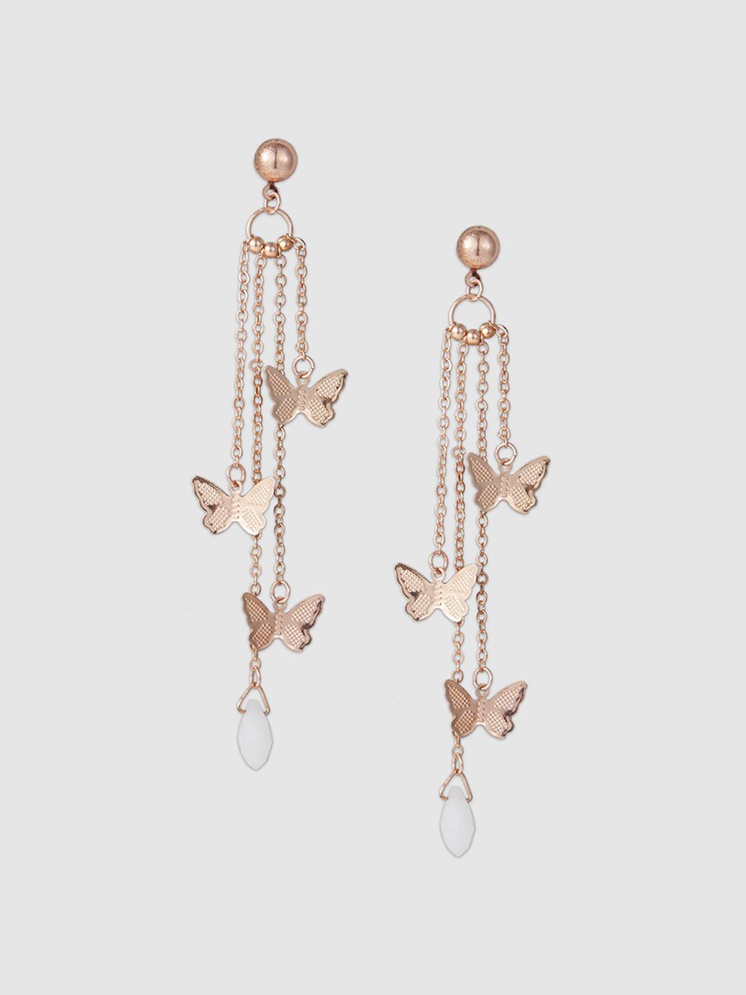 

Globus Rose Gold-Plated Contemporary Drop Earrings