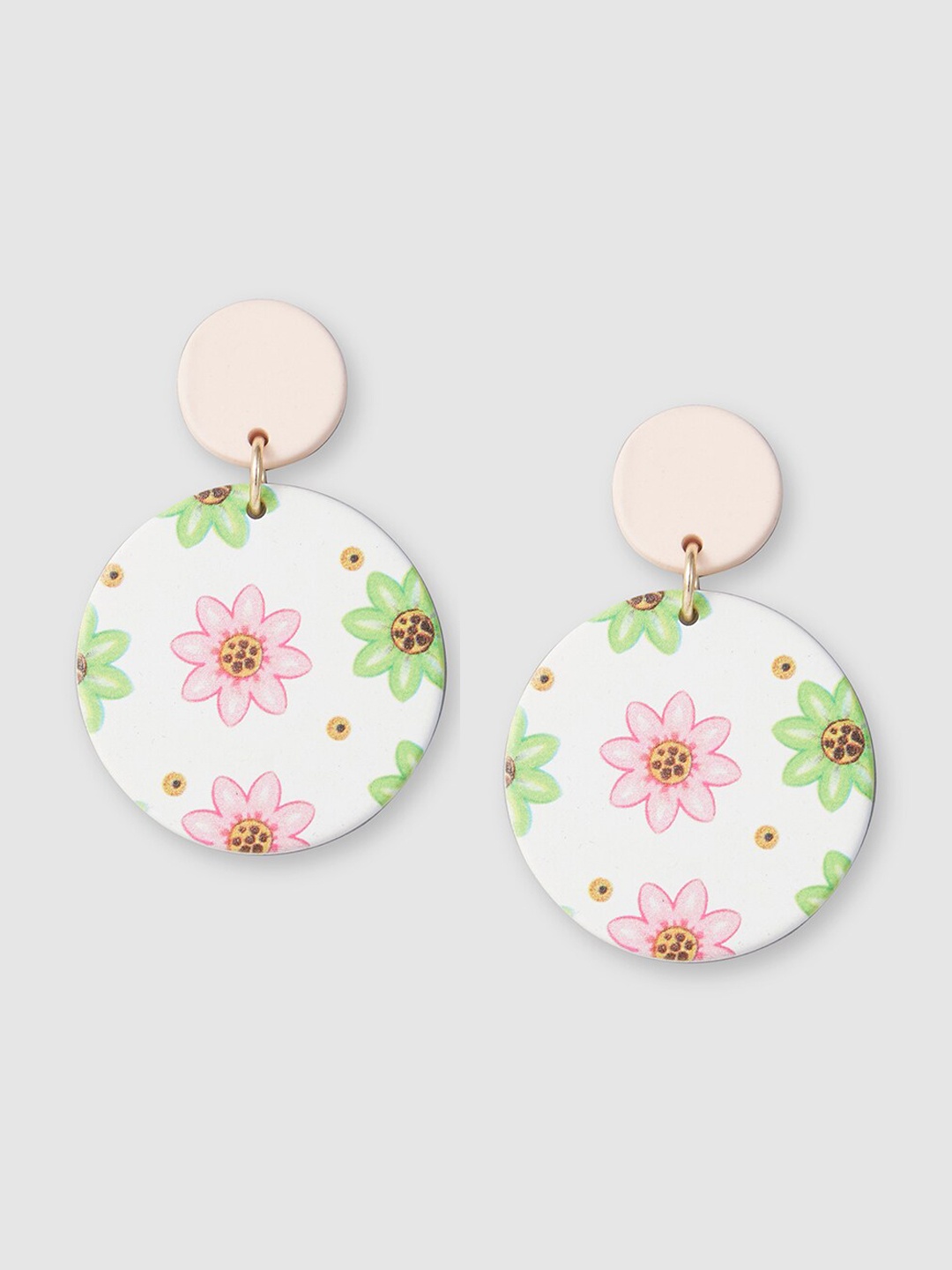 

Globus Circular Drop Earrings, White
