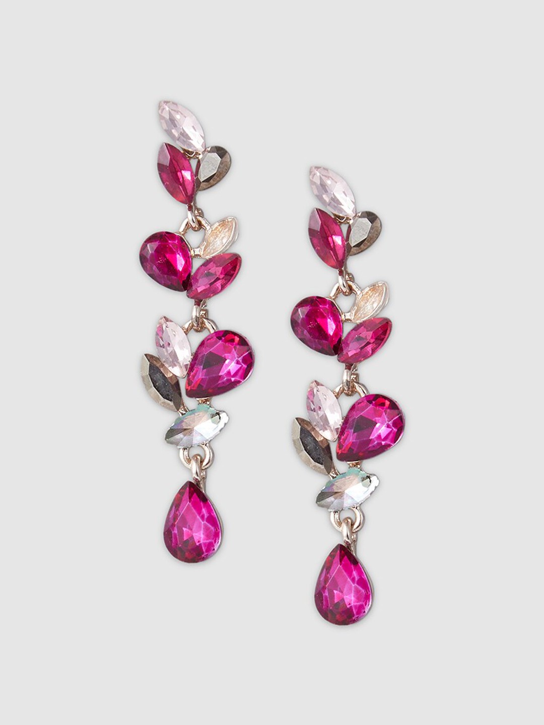 

Globus Gold-Plated Stone Studded Teardrop Shaped Drop Earrings