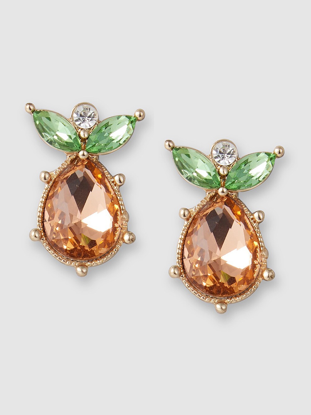 

Globus Gold-Plated Artificial Stones Oval Stud Earrings