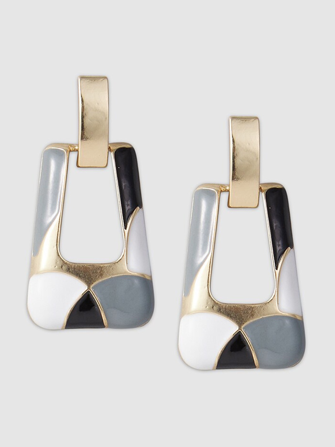 Globus Gold-Plated Geometric Drop Earrings, Grey