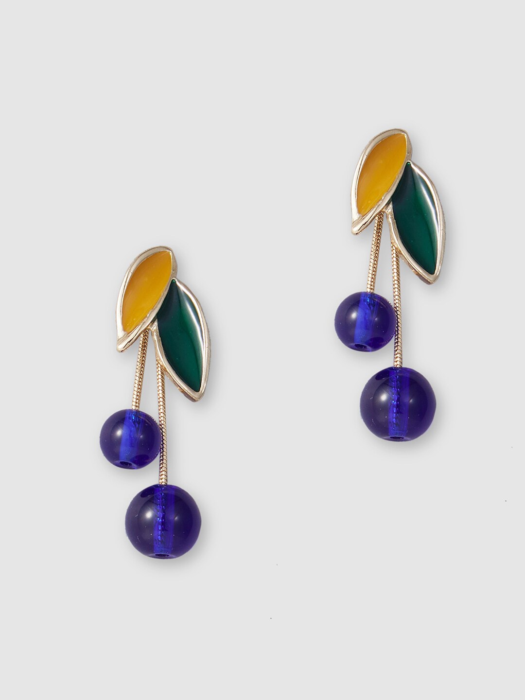 Globus Gold-Plated Contemporary Drop Earrings, Navy blue