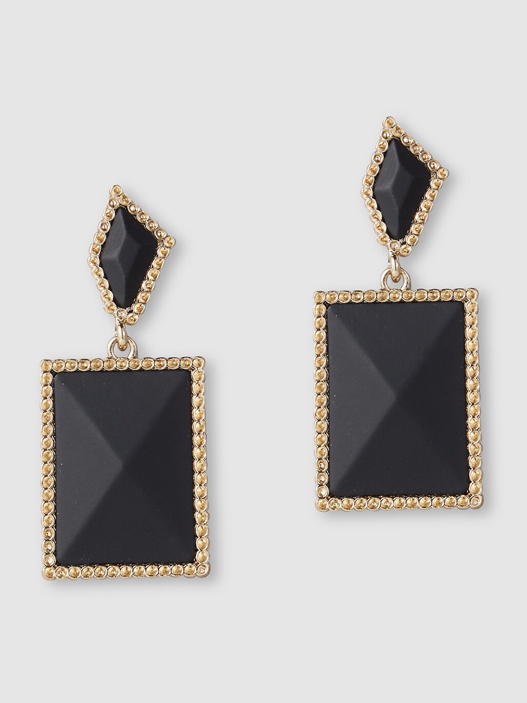 

Globus Gold-Plated Geometric Drop Earrings, Black