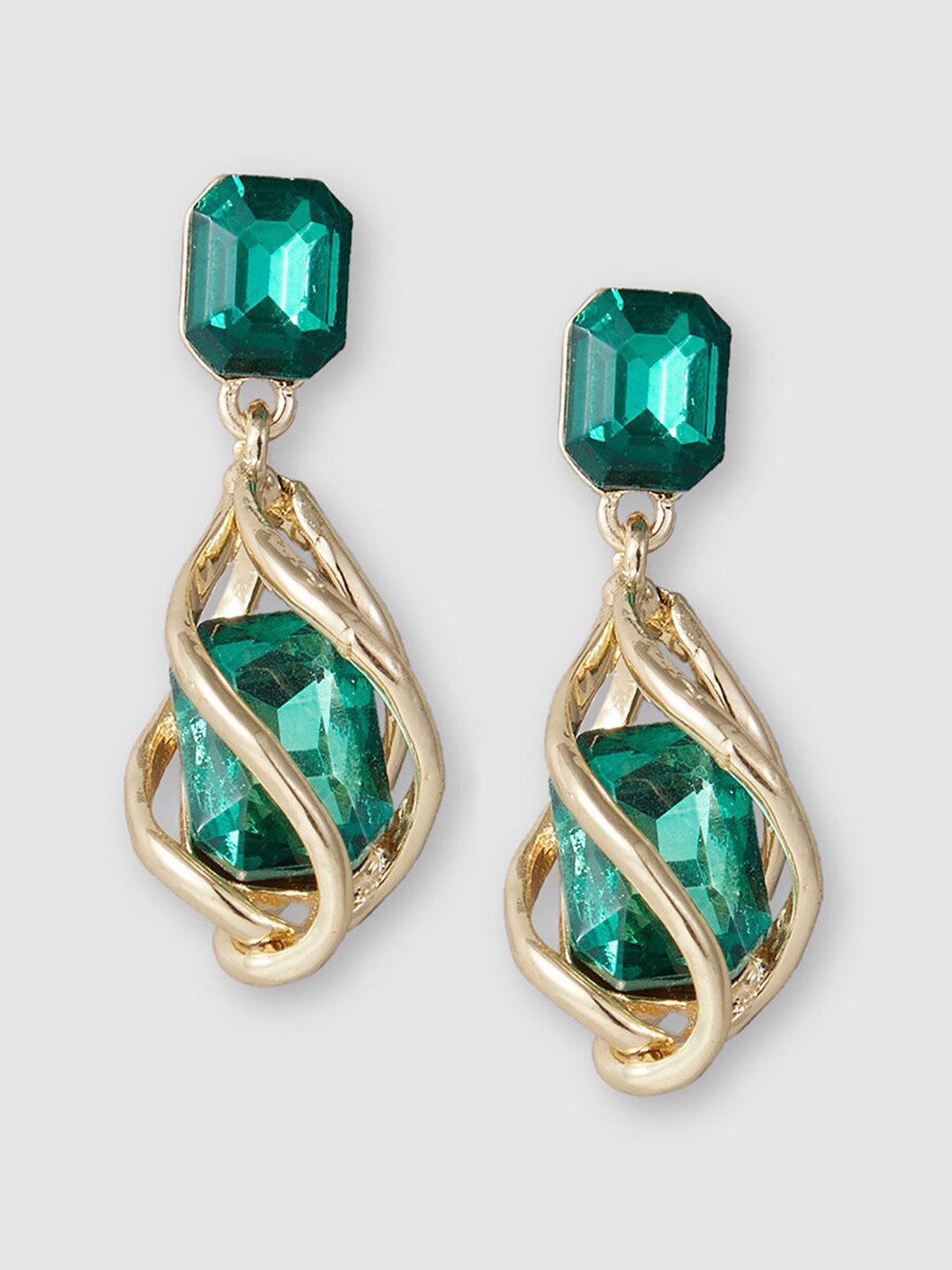 

Globus Gold-Plated Contemporary Drop Earrings, Green
