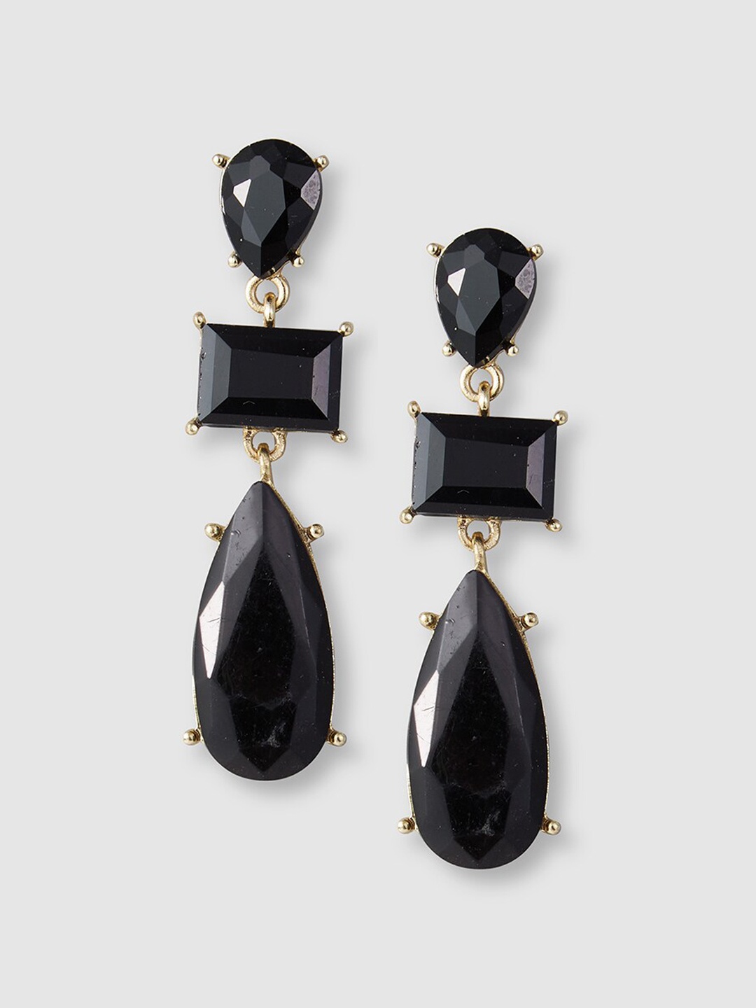 

Globus Gold-Plated Geometric Drop Earrings, Black