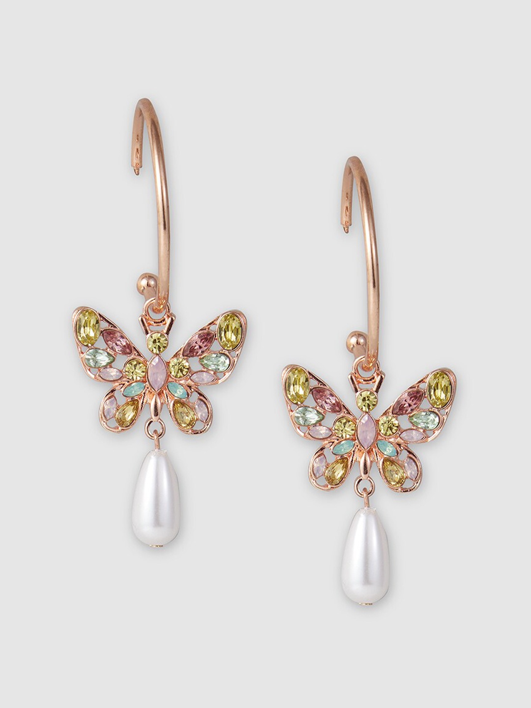 

Globus Rose Gold-Plated Butterfly Half Hoop Earrings