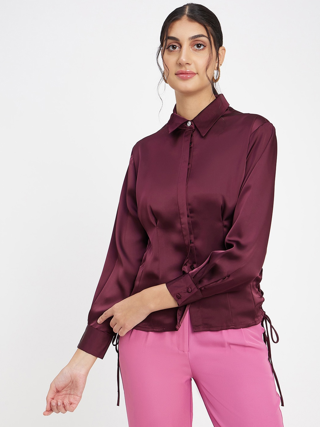 

Madame Spread Collar Casual Shirt, Red