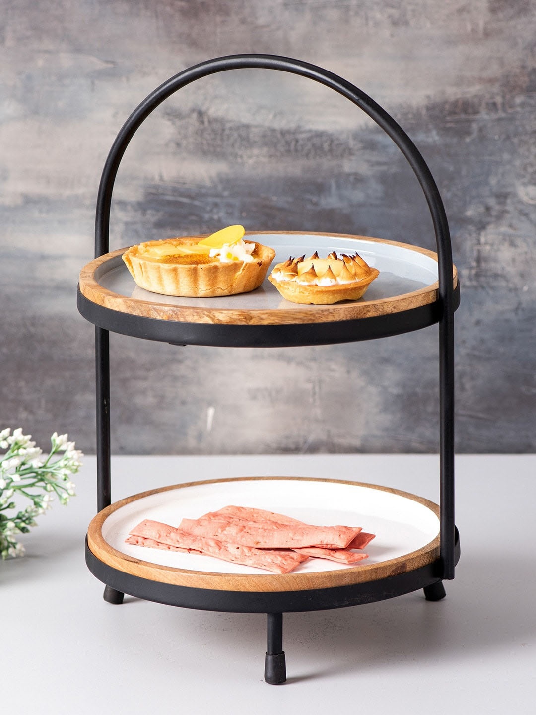 nestroots Black & Brown Two-Tier Cake Stand