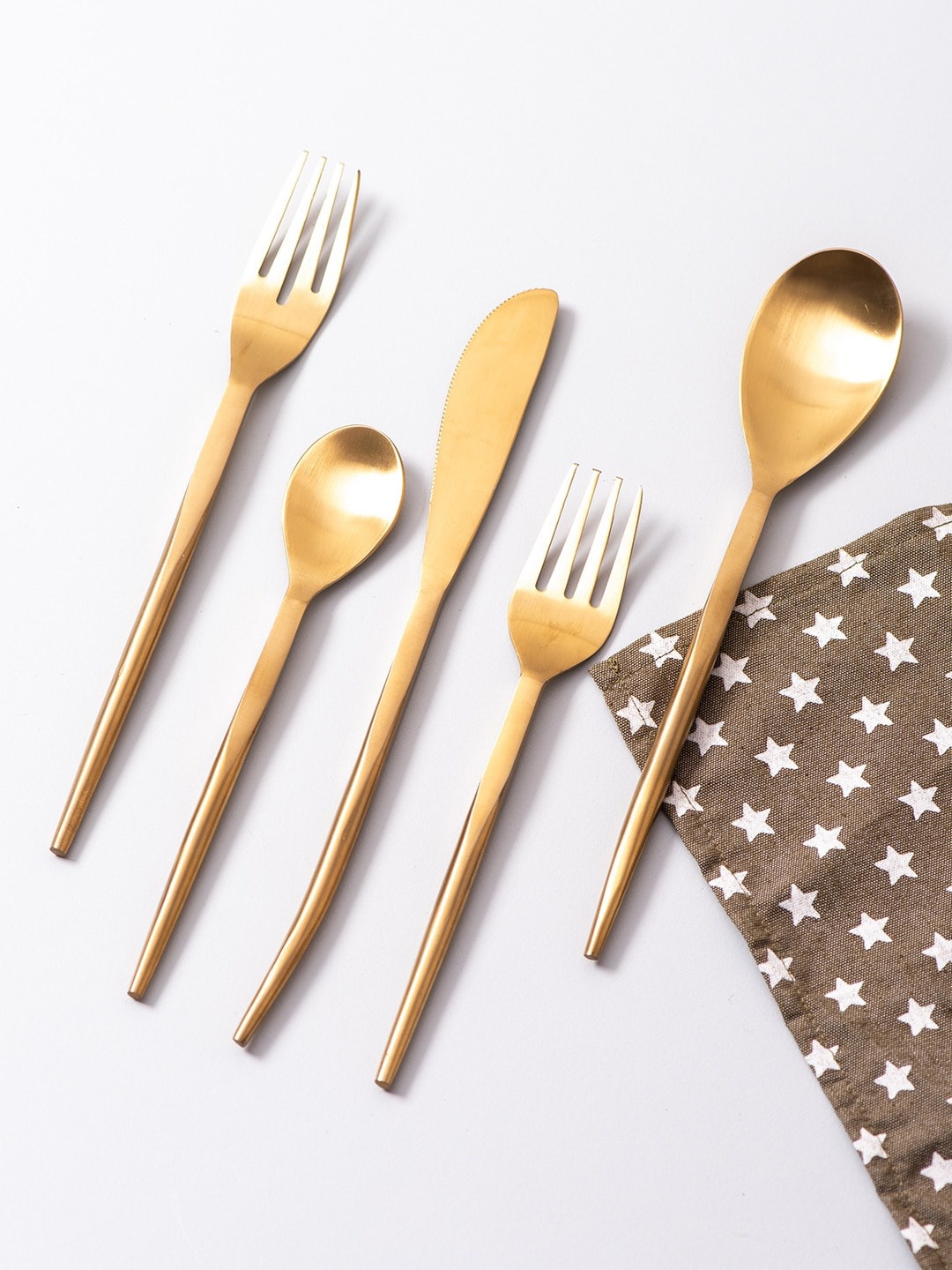 

nestroots Copper-Toned 5 Pieces Glossy Serving Cutlery