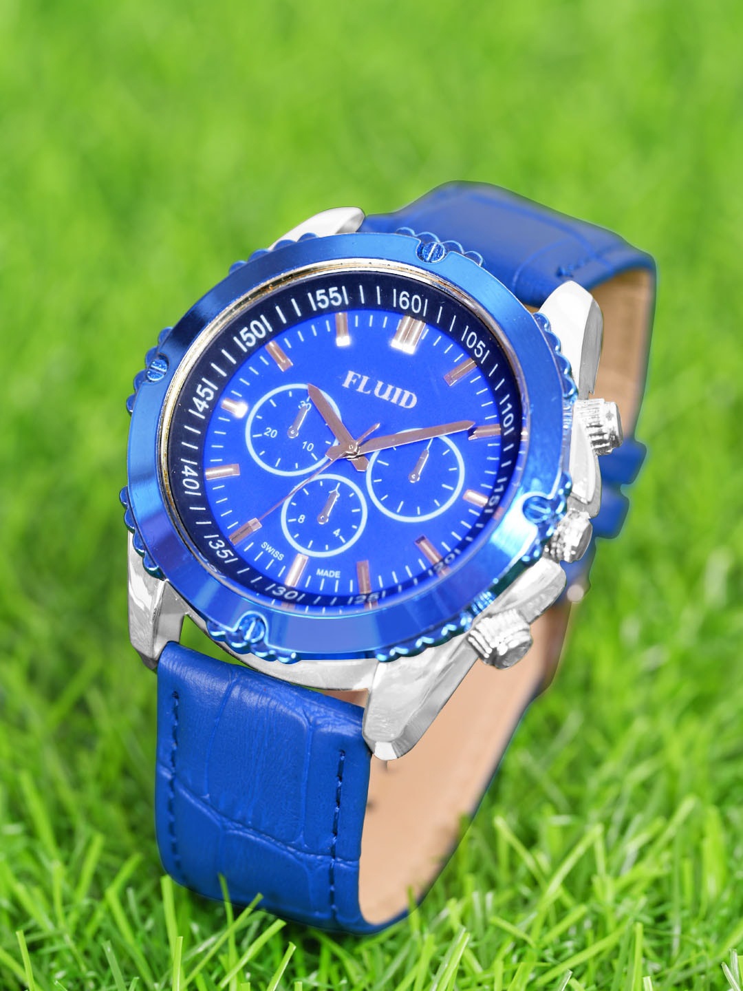 

FLUID Men Leather Straps Analogue Watch FLWatch23-909-BL01, Blue