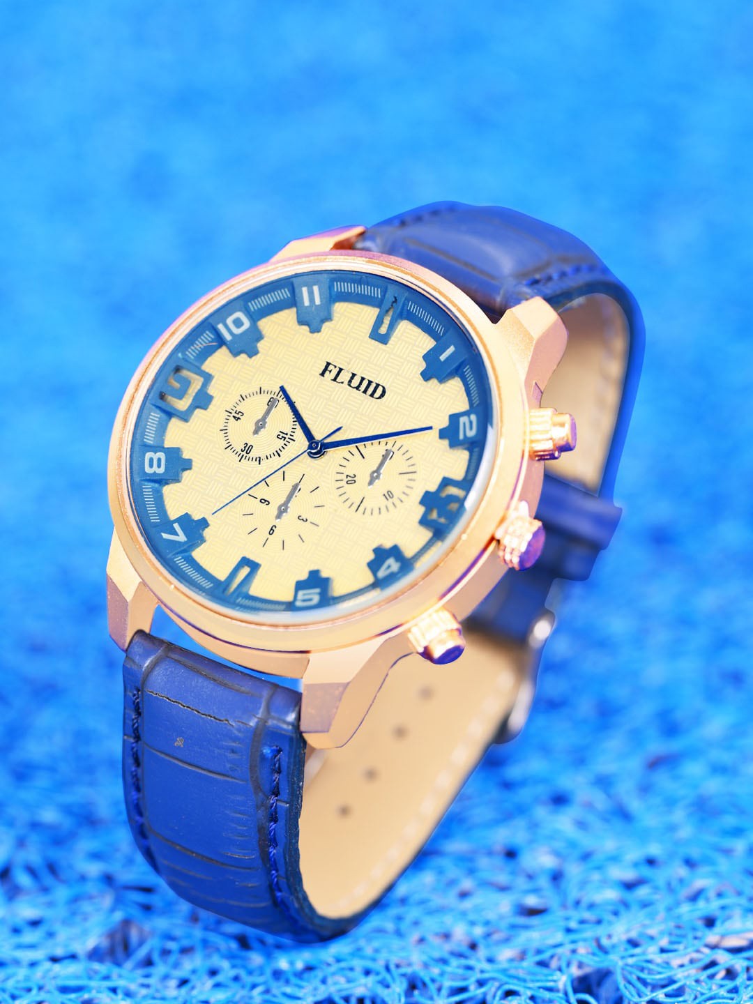 

FLUID Men Patterned Dial Leather Straps Analogue Watch FLWatch23-908-BL01, Off white