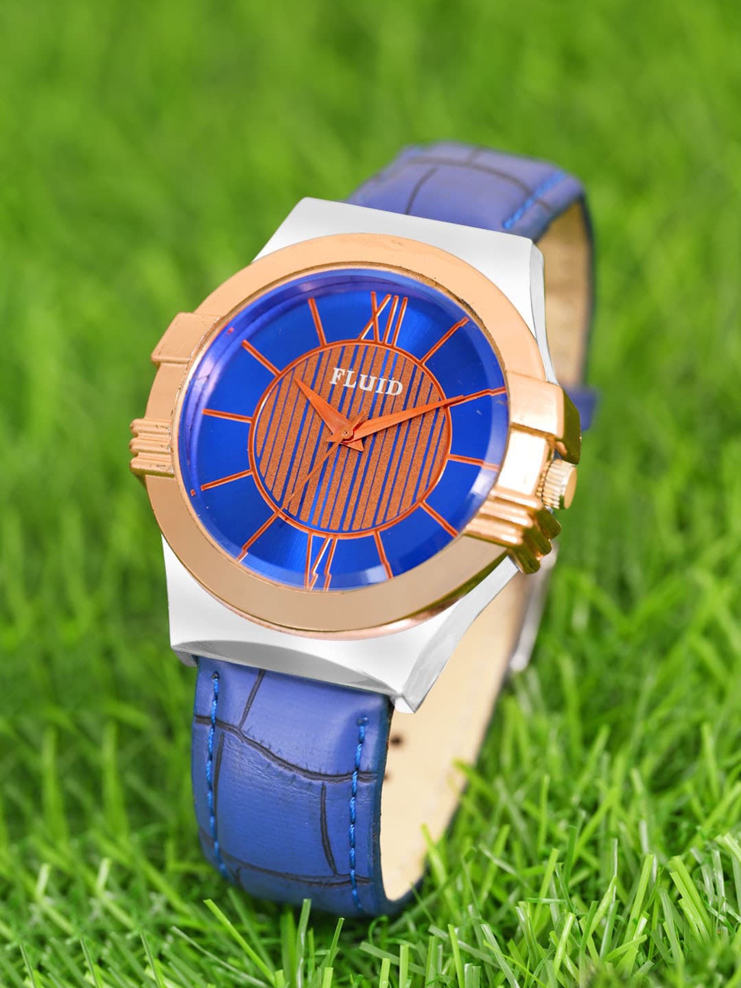 FLUID Men Leather Straps Analogue Watch FLWatch23-021-BL01, Blue
