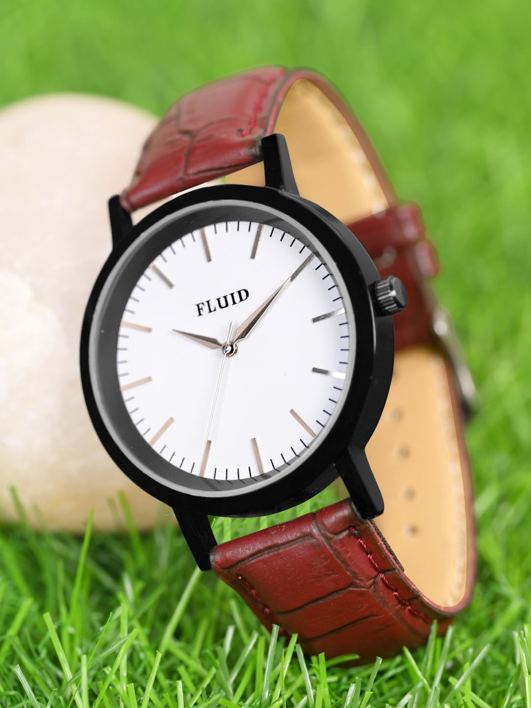 

FLUID Men Leather Straps Analogue Watch FLWatch23-804G-WH01, White
