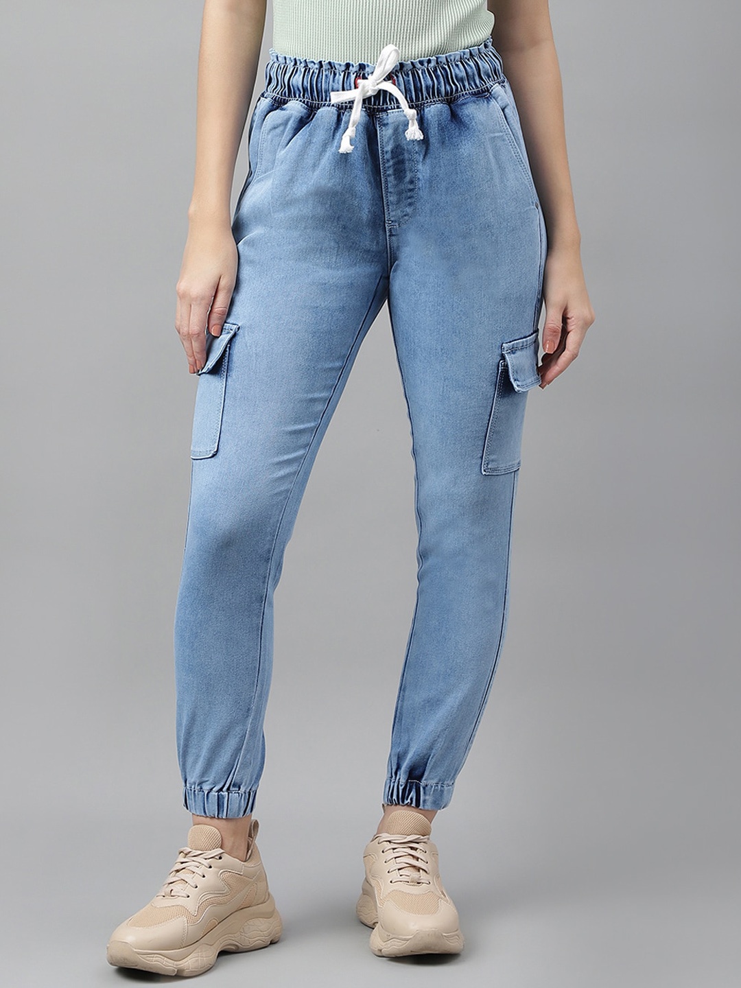 

Code 61 Women Jogger Clean Look Heavy Fade Stretchable Jeans, Blue