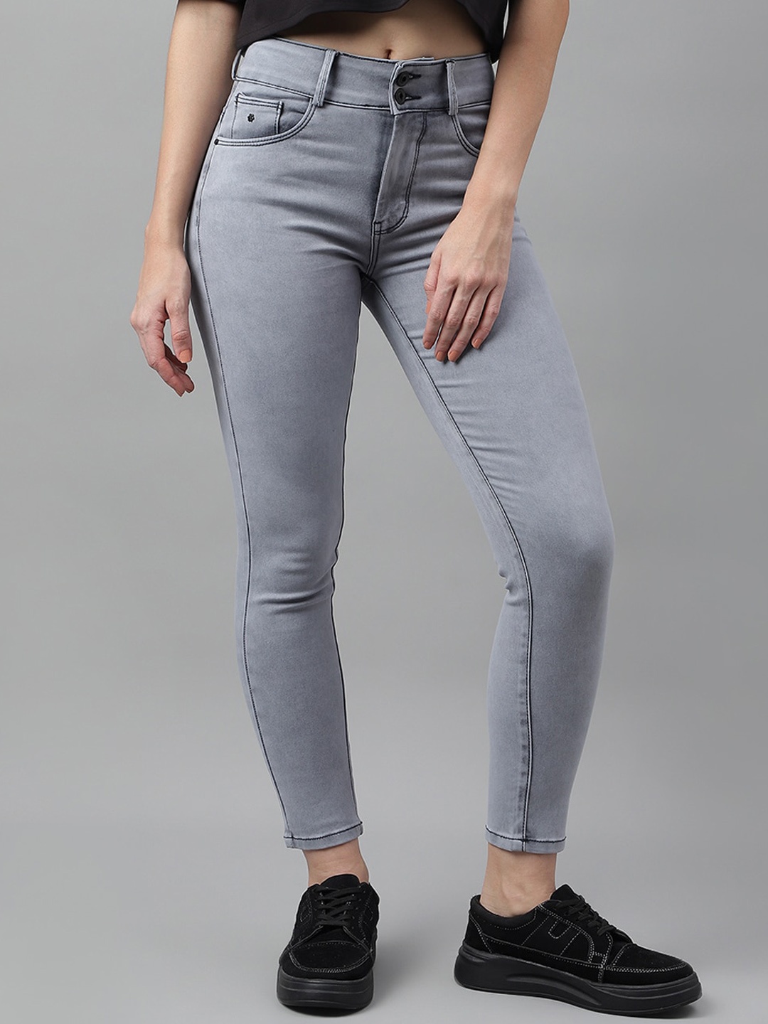 

Code 61 Women Skinny Fit Clean Look Stretchable Jeans, Grey