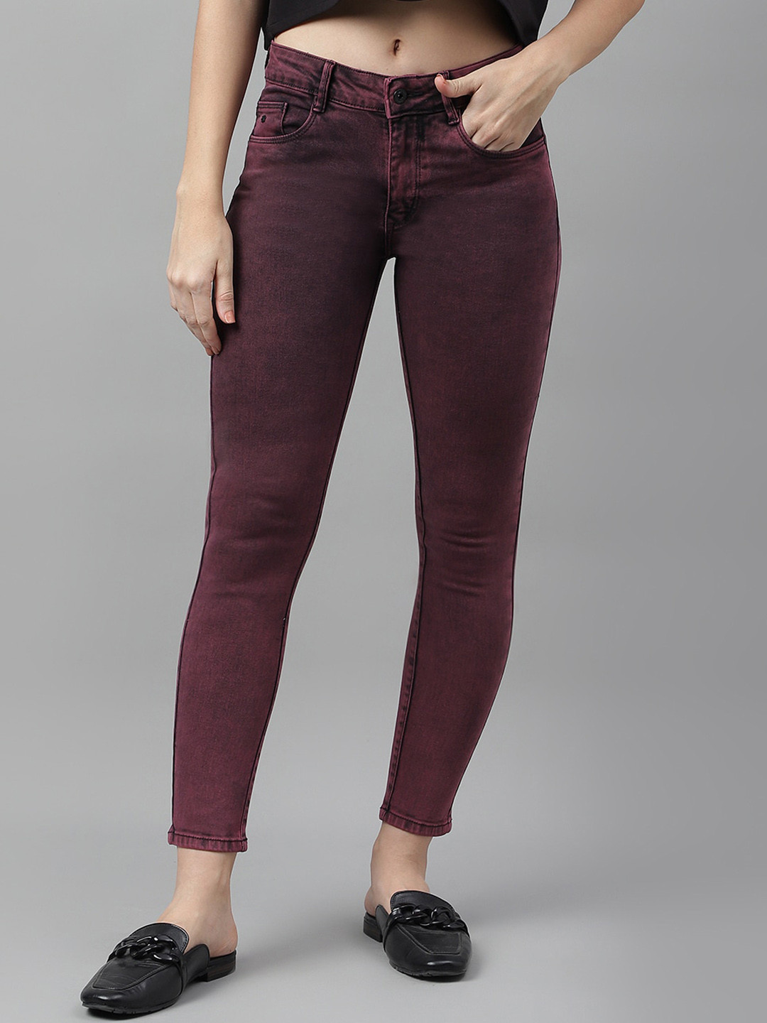 

Code 61 Women Fit Clean Look Skinny Fit Stretchable Jeans, Maroon